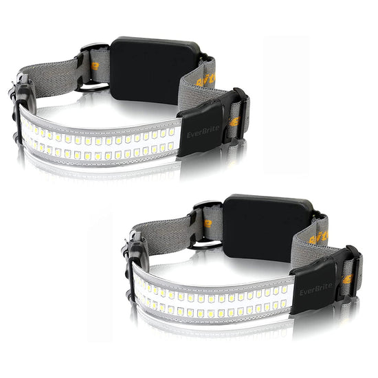 EverBrite 2 Pcs Broadbeam LED Headlamp 3 Lighting Modes IPX4 Water Resistant Perfect for Trail Running, Camping and Hiking