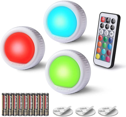 EverBrite Tap Light, Push Light, LED Puck Lights with 12 RGB Colors, Wireless Touch Light Under Cabinet