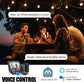 Outdoor String Lights, Warm White Patio Lights Smart String Lights, Compatible with Alexa/Google Assistant, App Control, IP65 Waterproof