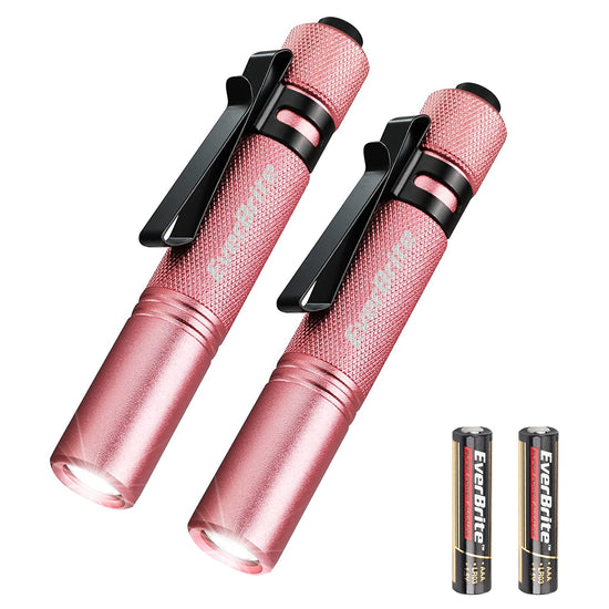 EverBrite 2 Pcs LED Pocket Mini Pen Light Flashlight with High Lumens and 3 Modes, AAA Battery Included