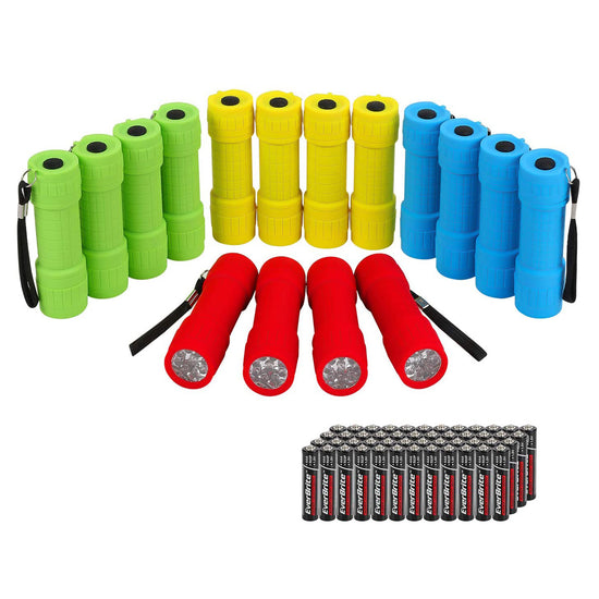EverBrite 16 Pcs Mini LED Flashlight Set  Assorted 4 Colors for Hurricane Supplies Party Favors, Kids Gift, Camping, Hiking