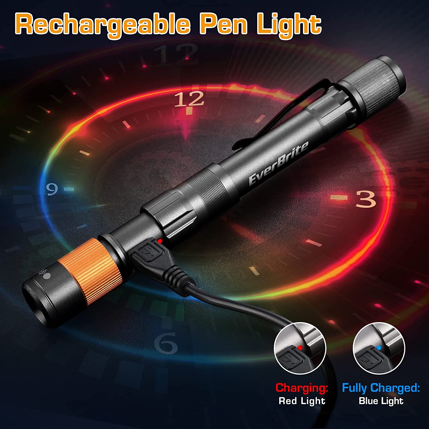 EverBrite Rechargeable Pen Light, 4 Lighting Modes, Zoomable, Handhel – everbrite
