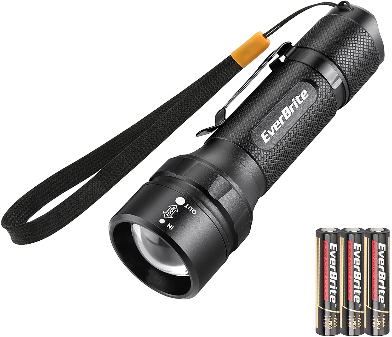 britelite rechargeable flashlight long range led torch EverBrite LED Flashlight 400 Lumens, 4-Mode, IPX4 Waterproof, Adjustable Focus Zoomable Aluminum Flashlight, Small Flashlight for Camping, Outdoor
