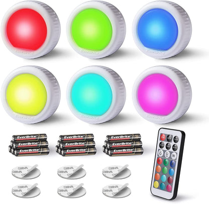 EverBrite Tap Light, Push Light, LED Puck Lights with 12 RGB Colors, Wireless Touch Light Under Cabinet