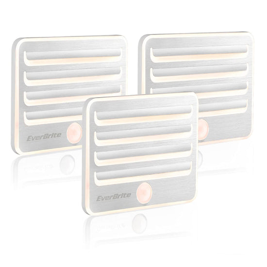 EverBrite 3 Pcs Motion Sensor Night Lights, LED Soft Warm Light, Battery Powered Auto Night Lights